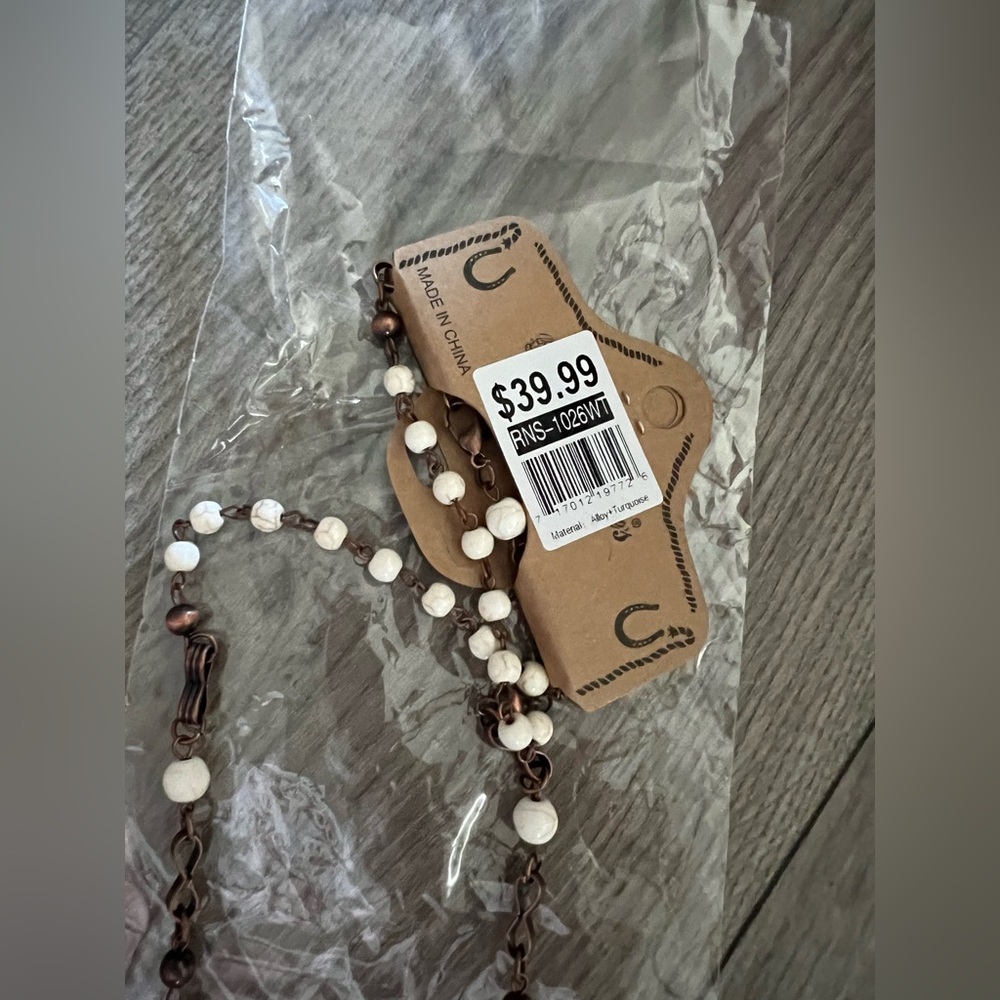Elegant White and Brown Beaded Necklace